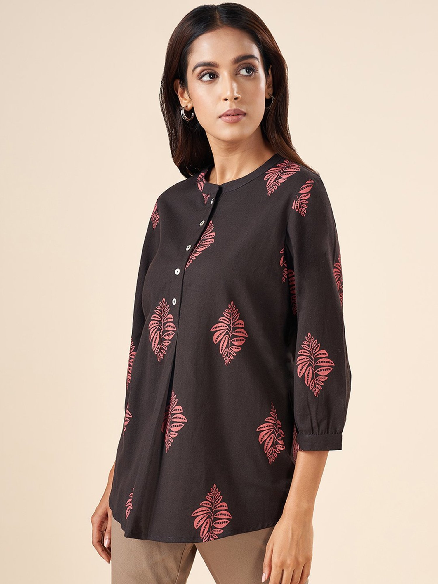 Akkriti by Pantaloons Black Cotton Printed Tunic