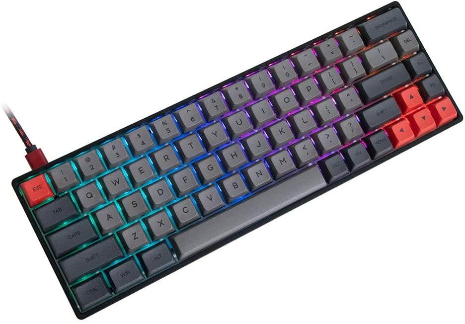 EPOMAKER GK68X 68 Keys Hot-swap RGB Mechanical Keyboard with Split Spacebar Module, Dye-subbed PBT GSA Keycaps, 3Fn Programmable Macros for Mac/Win/Android/iOS (Gateron Red Switch, Grey Black)
