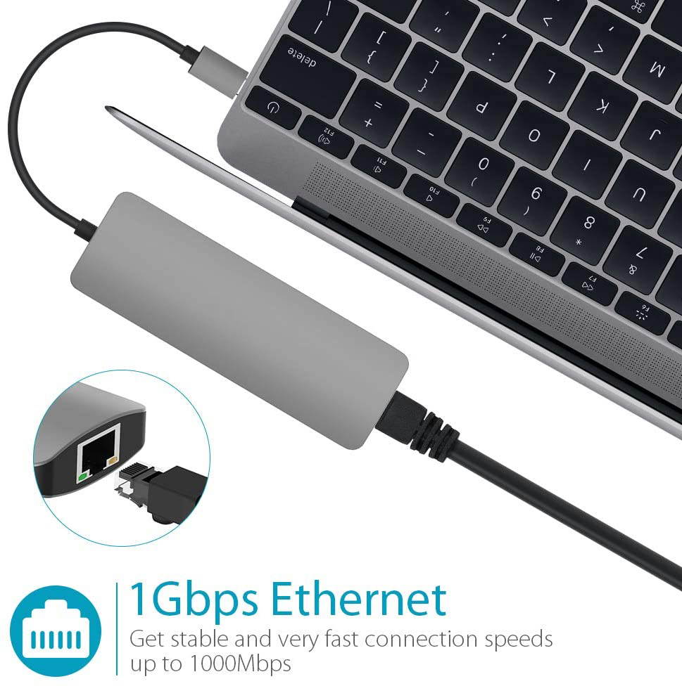 USB C Hub, USB C Adapter 9 in 1 with USB-C Charging, Port of Mic/Audio,3 USB 3.0 Ports, HDMI, SD, Micro SD Compatible for MacBook Pro, Surface Pro,Notebook PC, USB Flash Drives and More