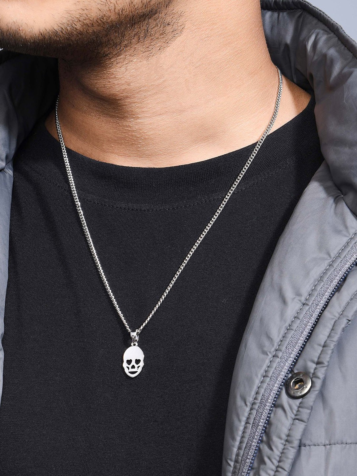 The Bro Code Silver-Plated Heart Face Pendant Necklace for Men