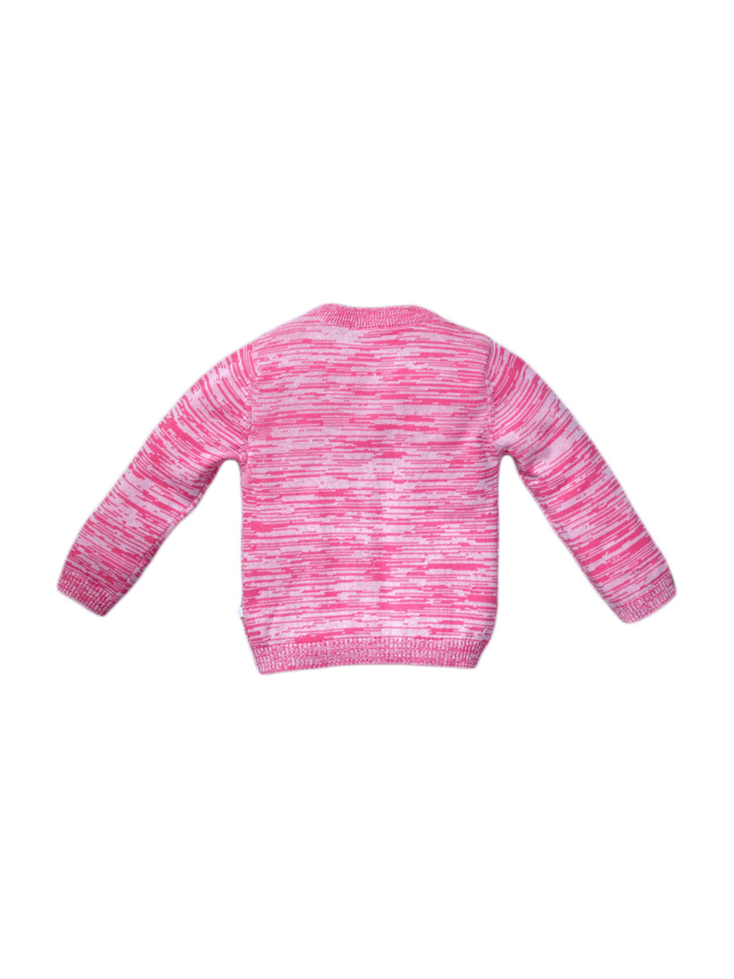 Pranava Kids Flamingo Pink Cotton Patch Work Sweater
