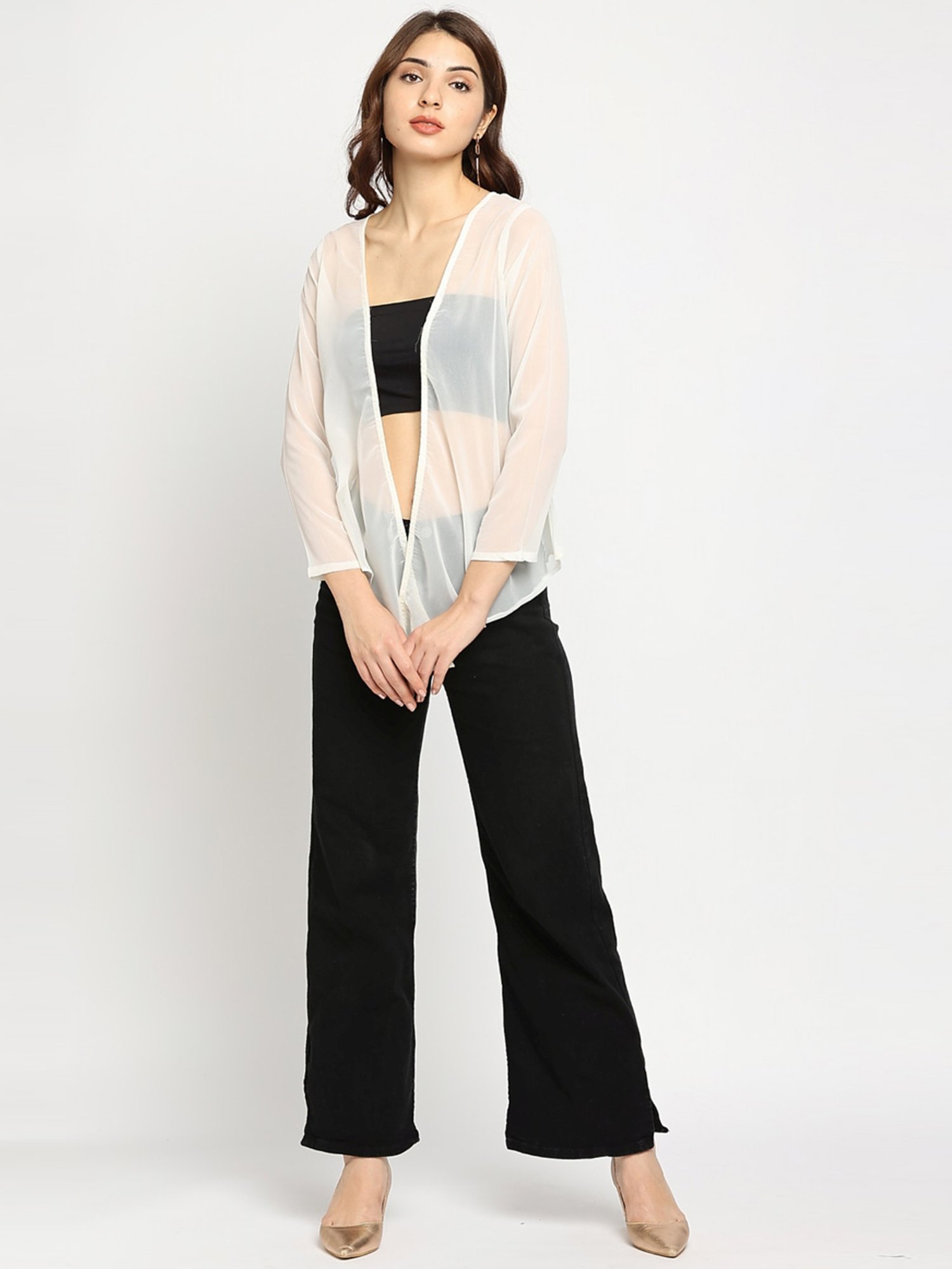 Ira Soleil White Plain Shrug