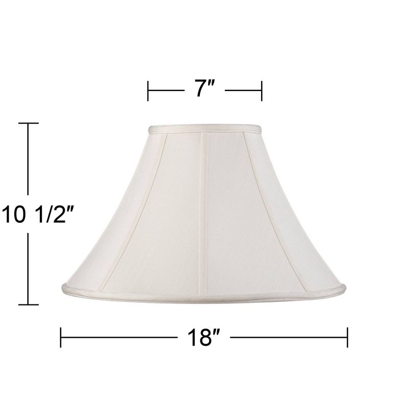Springcrest Off-White Shantung Large Lamp Shade 7" Top x 18" Bottom x 10.5" High x 12" Slant (Spider) Replacement with Harp and Finial