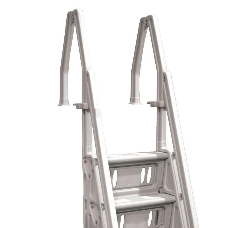 Vinyl Works Deluxe Adjustable 24-Inch Wide In-Pool Step Ladder Entry System for 46 to 60 Inch High Above Ground Swimming Pools with Non-Slip Steps