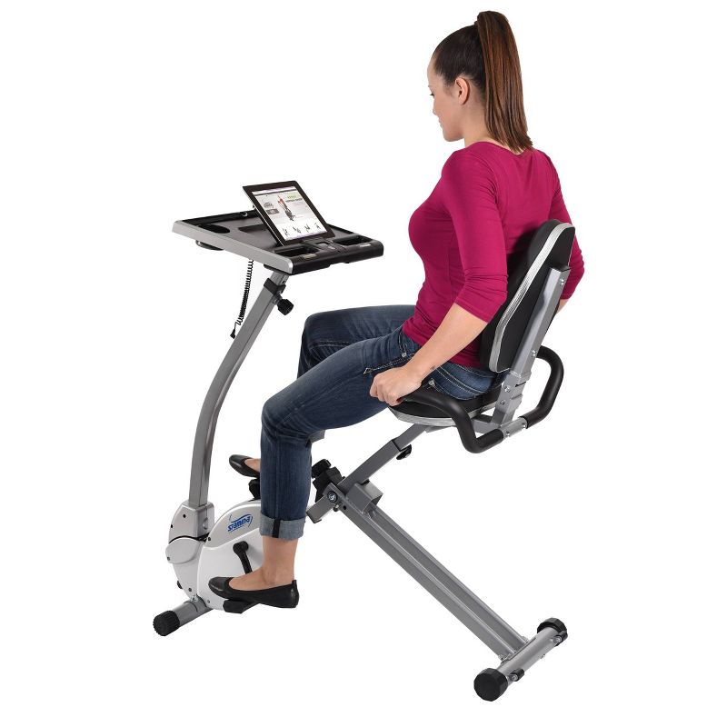 Stamina 2-in-1 Recumbent Cycling Workstation/Standing Desk - Chalk White