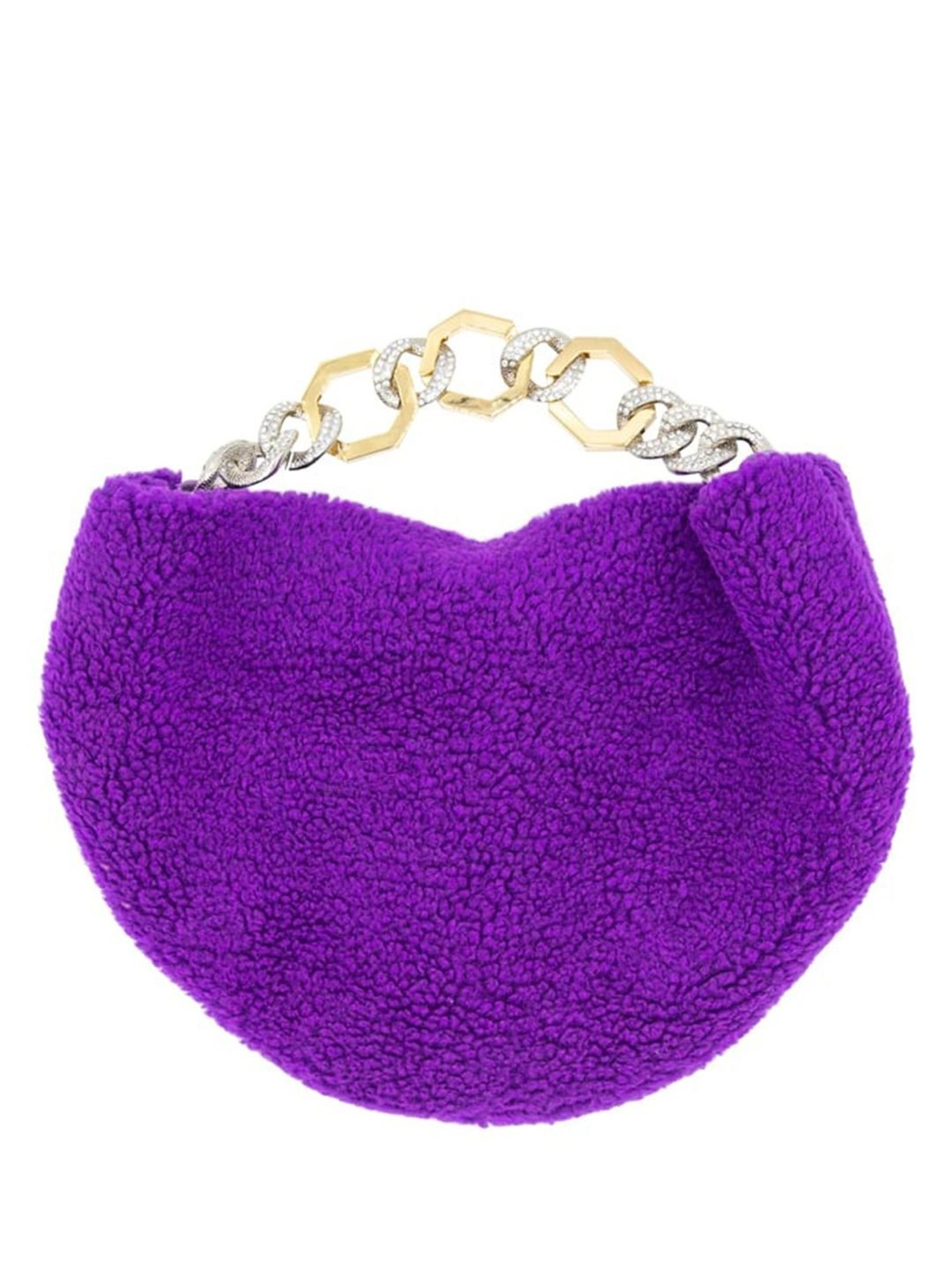 Gedebe Purple Teddy Fur Large Hobo Bag