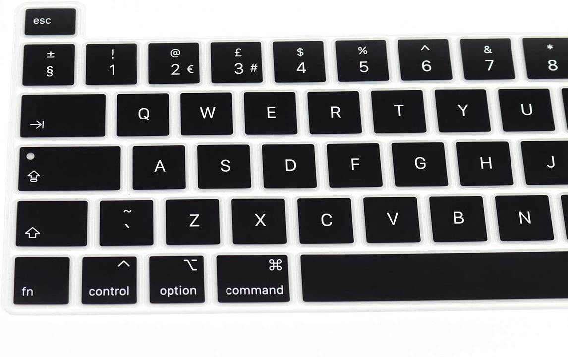 HRH English Keyboard Cover Skin,Silicone Keyboard Cover Protector for MacBook Pro 13 inch 2020 (Model A2289 / A2251 / A2338 Apple M1 Chip) and MacBook Pro 16 2019 (Model A2141),European Version