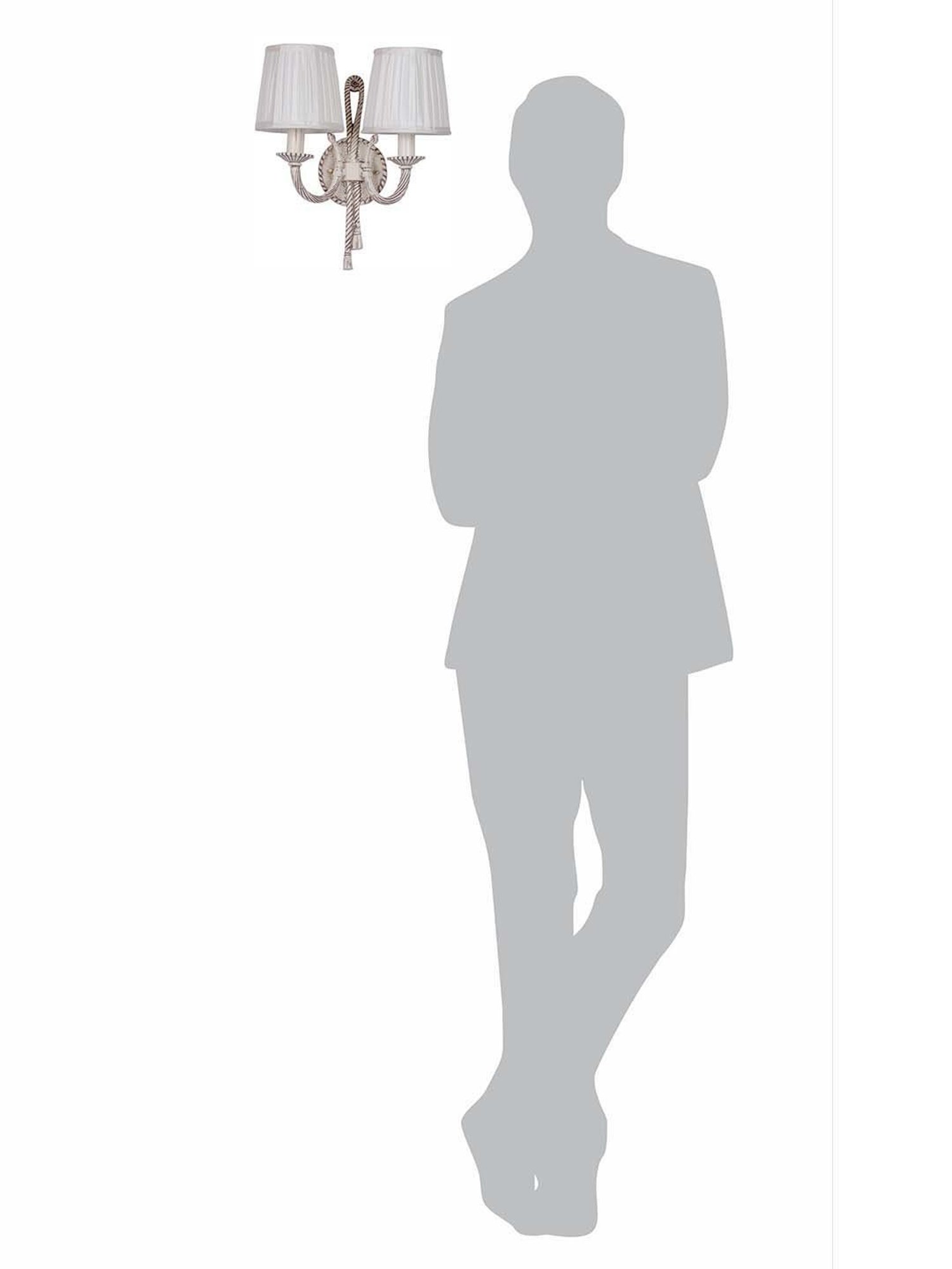 Fos Lighting Knotted Distressed Beige Aluminium 2-In-1 Wall Lamp With Fabric Shade