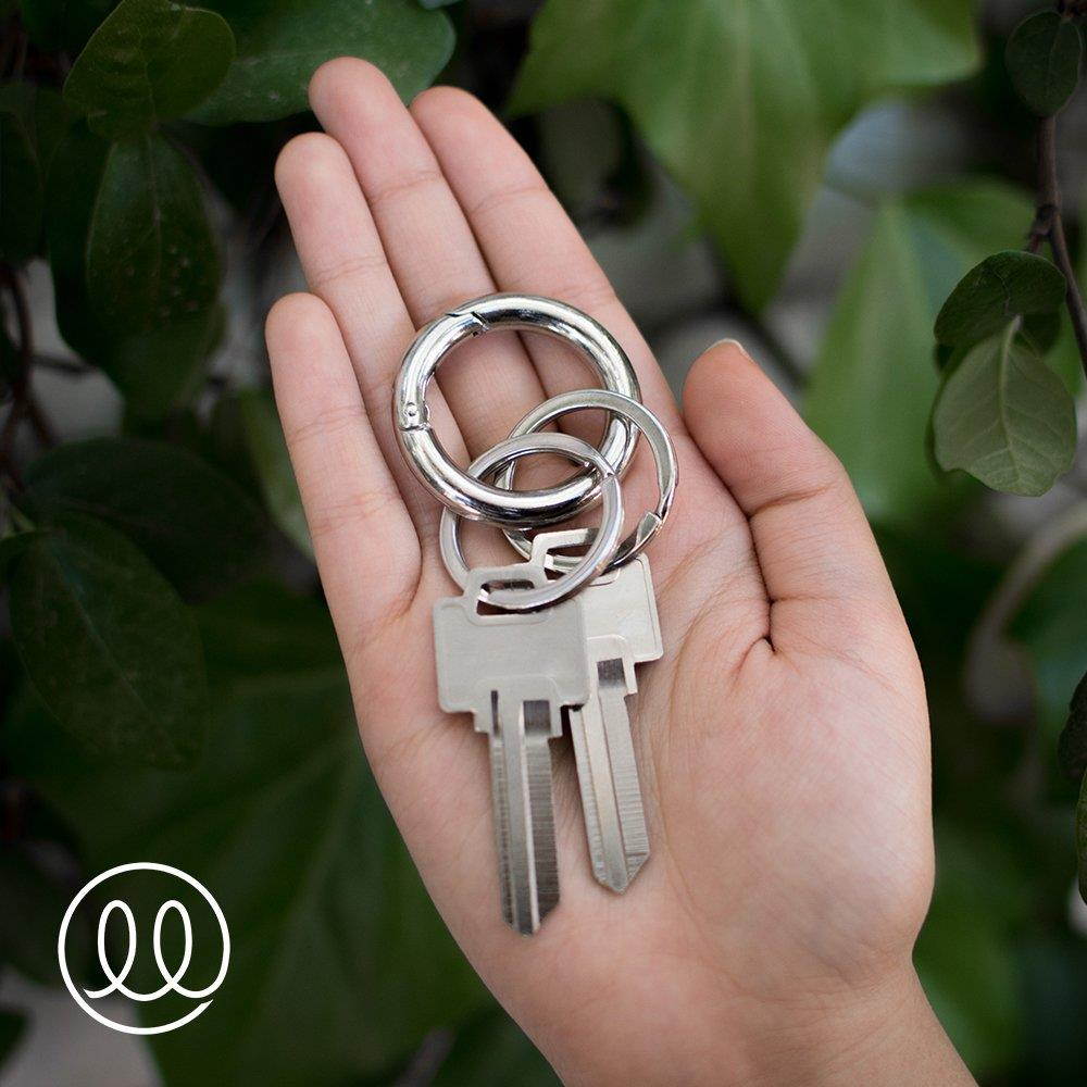 Lifelong Ring 100 Series, Carabiner, Keychain, Key Ring, Charm Chain, Charm Ring, with 2 Flat Style Key Rings (Silver)