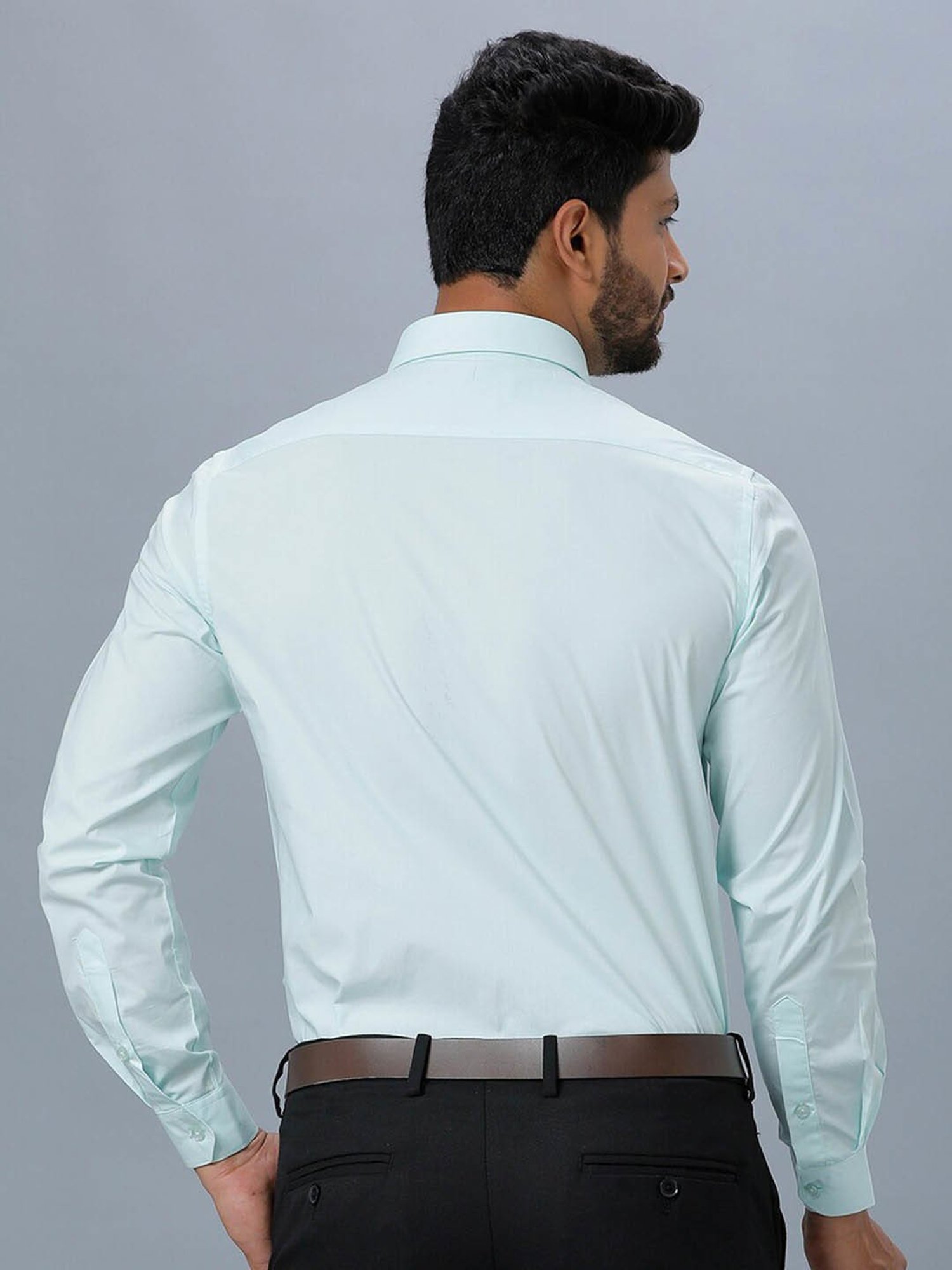 Ramraj Sky Blue Cotton Regular Fit Shirt