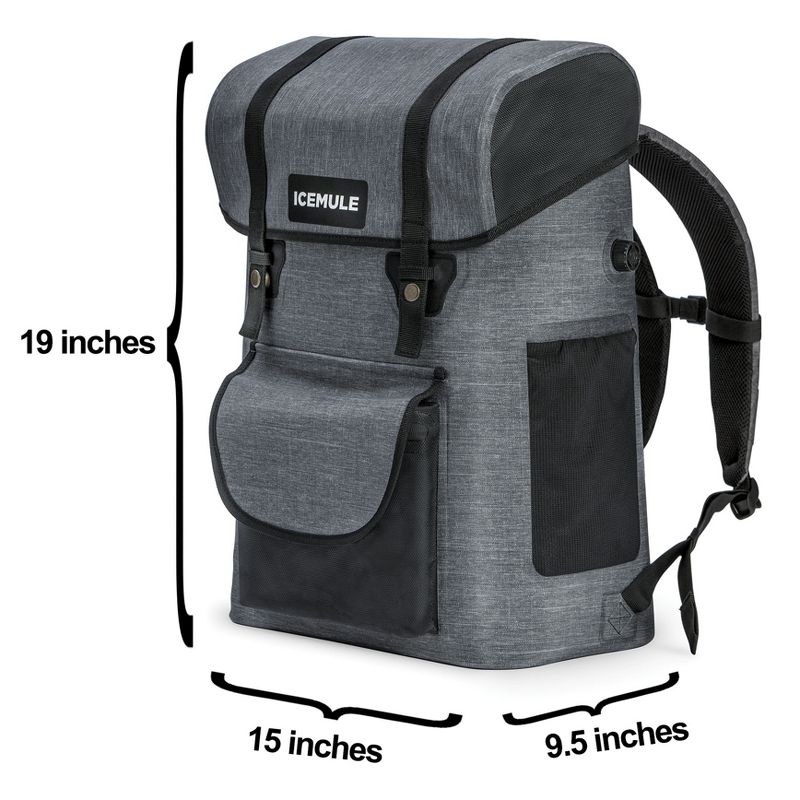 IceMule 1700-SG Urbano Portable Soft Sided Roll Top 30 Liter 20 Can Lightweight Insulated Floating Waterproof Leak Proof Backpack Cooler Bag