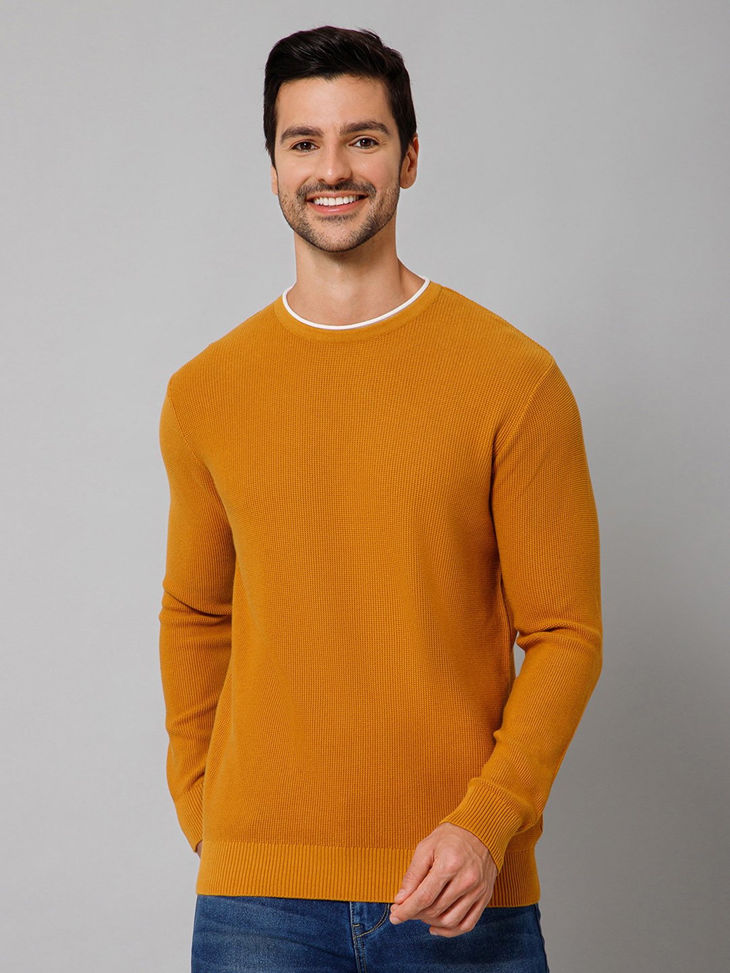 Cantabil Mustard Regular Fit Sweater