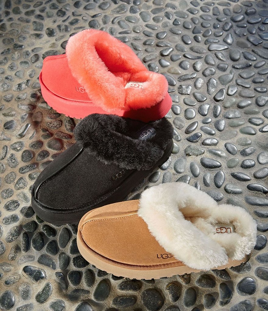 UGG&reg; Disquette Suede Fur Flatform Slides