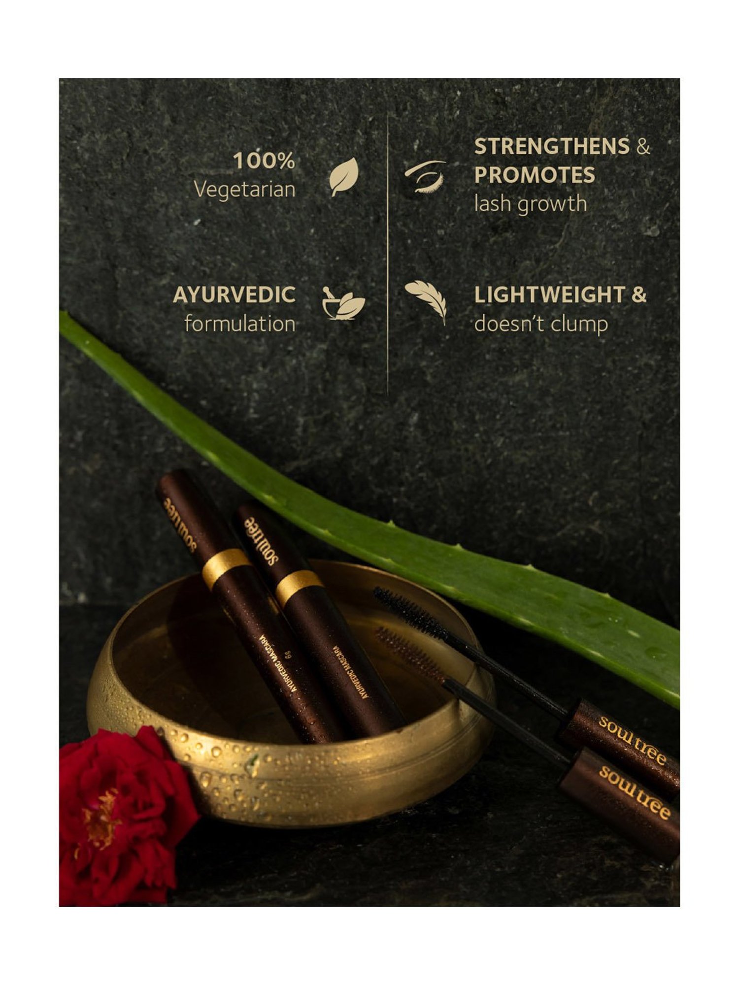 SoulTree Ayurvedic Mascara - Soft Brown - 6 gm | Organic Mascara