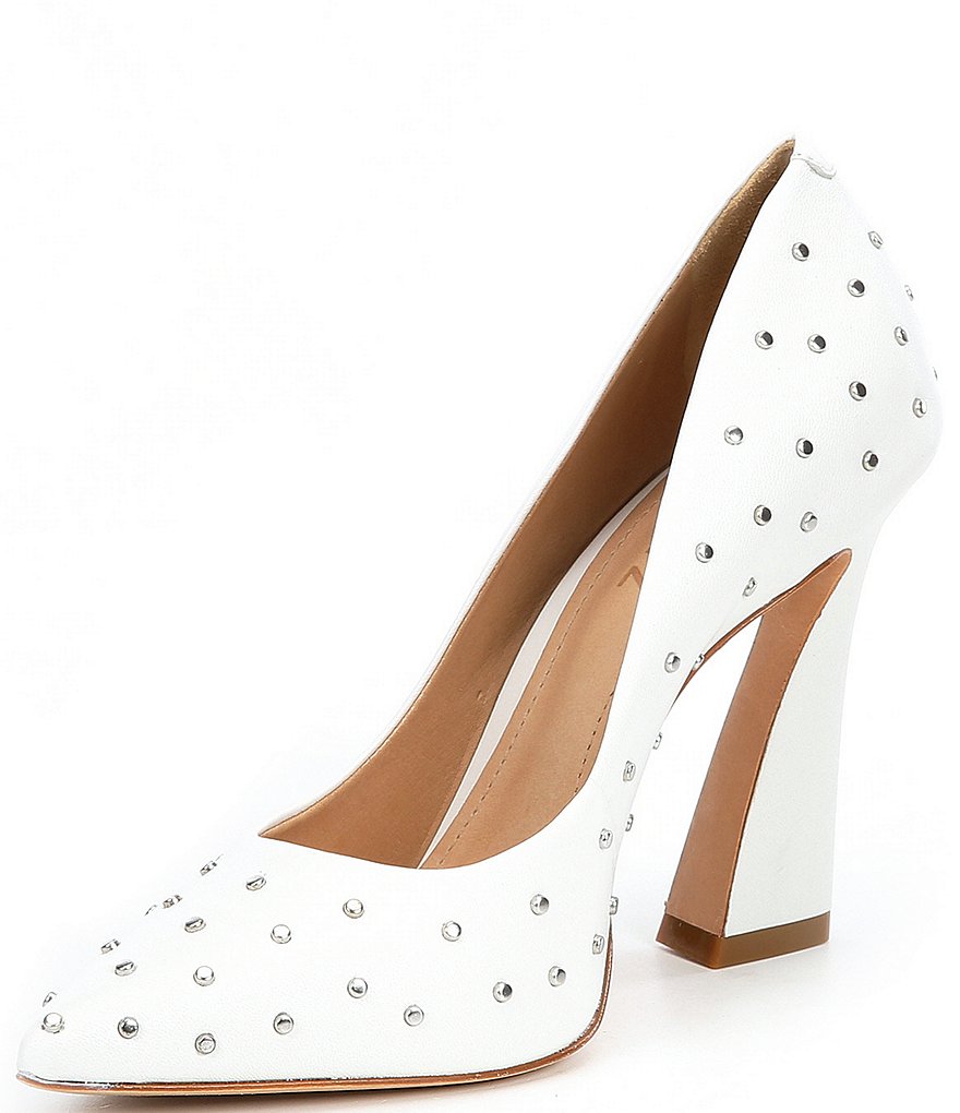 Schutz Belmira Studded Leather Pointed Toe Pumps