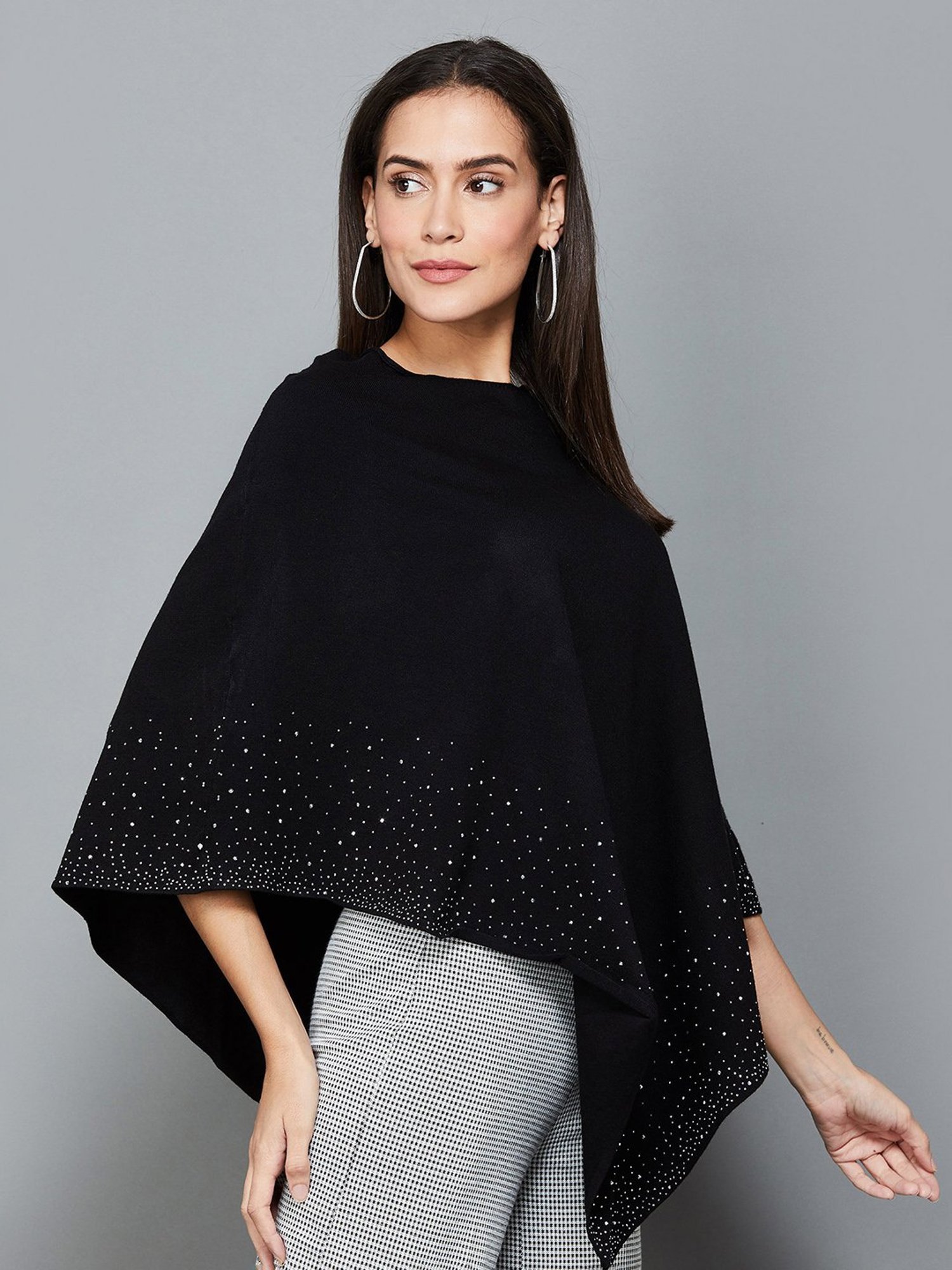 Code by Lifestyle Black Embellished Poncho