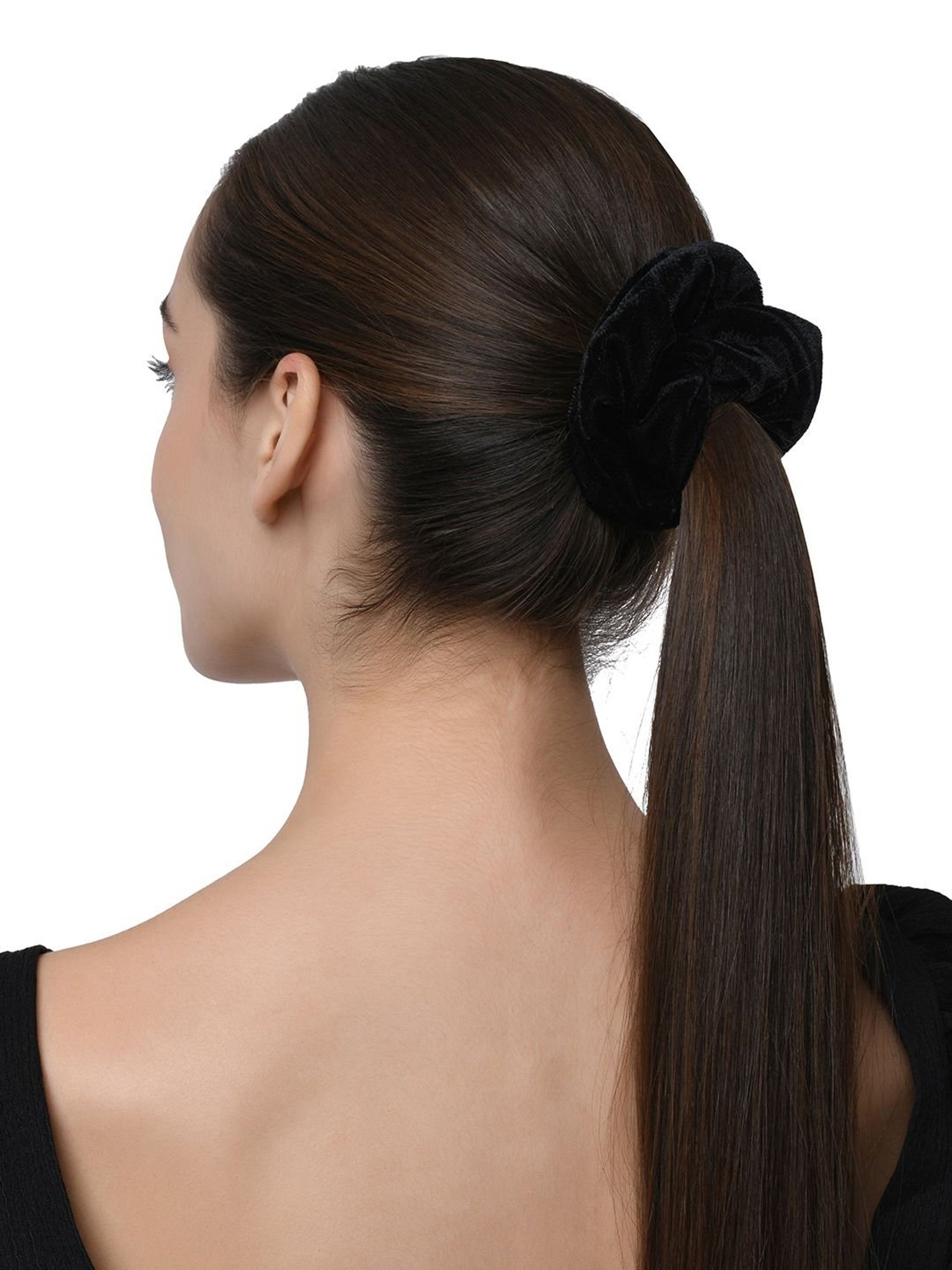 Accessorize London Black Solid Hair Scrunchies