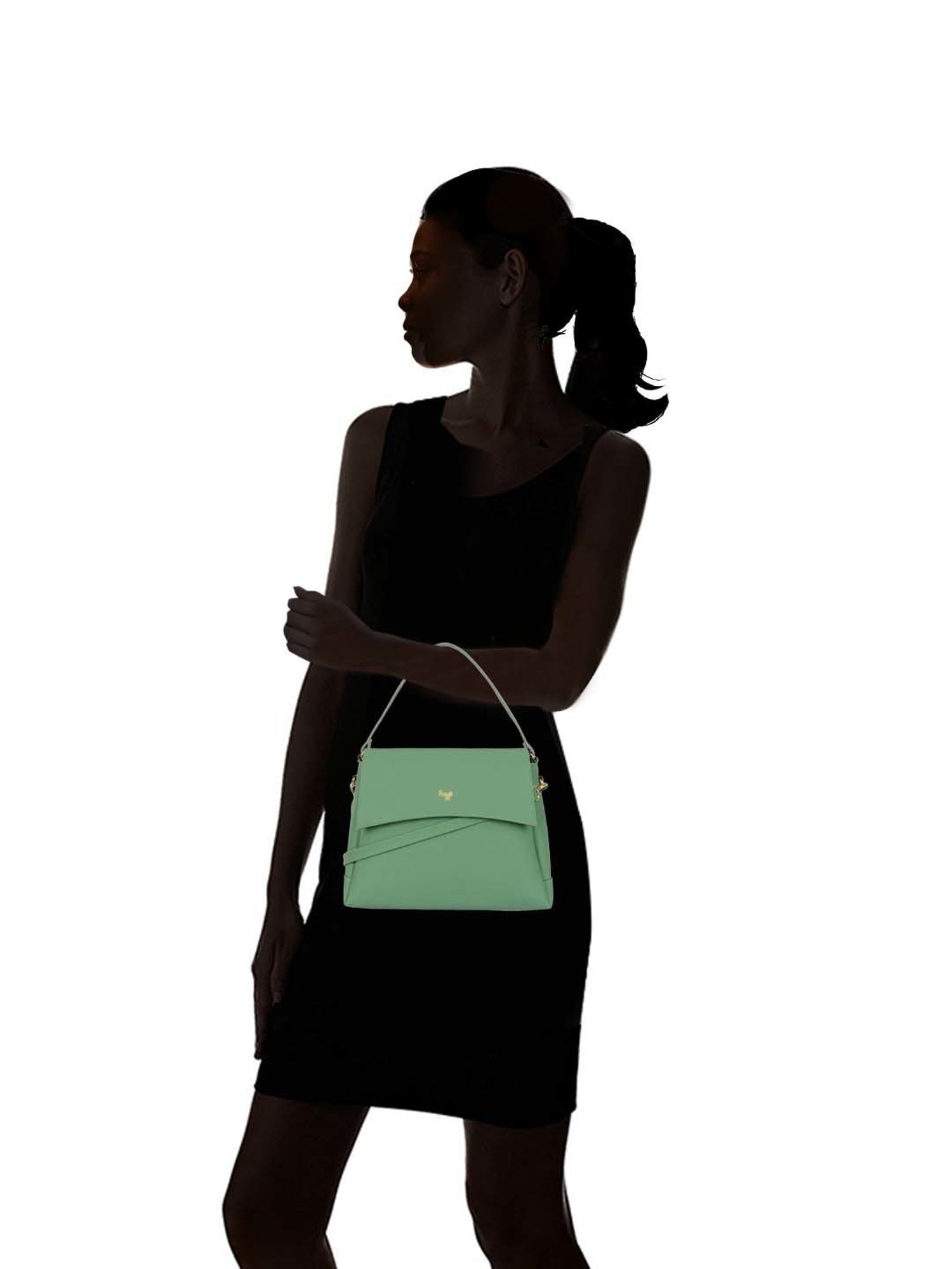 Baggit Green Solid Medium Satchel Handbag