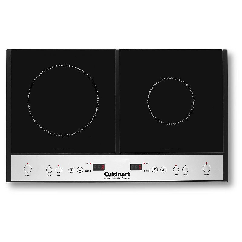 Cuisinart Intelligent Energy Saving Quick Heating Compact Double Induction Portable Stove Cooktop Surface, Black