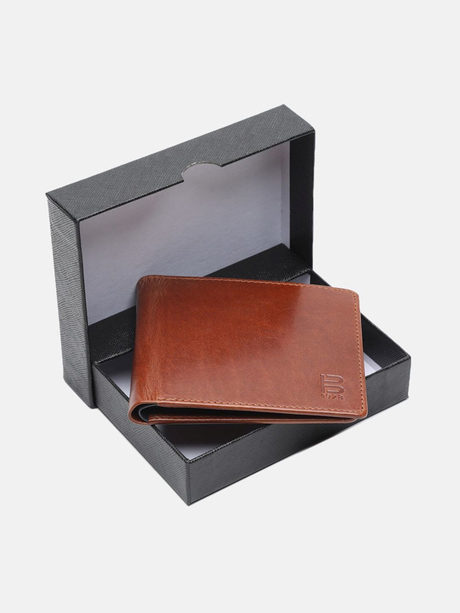 BAGATT Capua Brown & Blue Leather Bi-Fold Wallet for Men