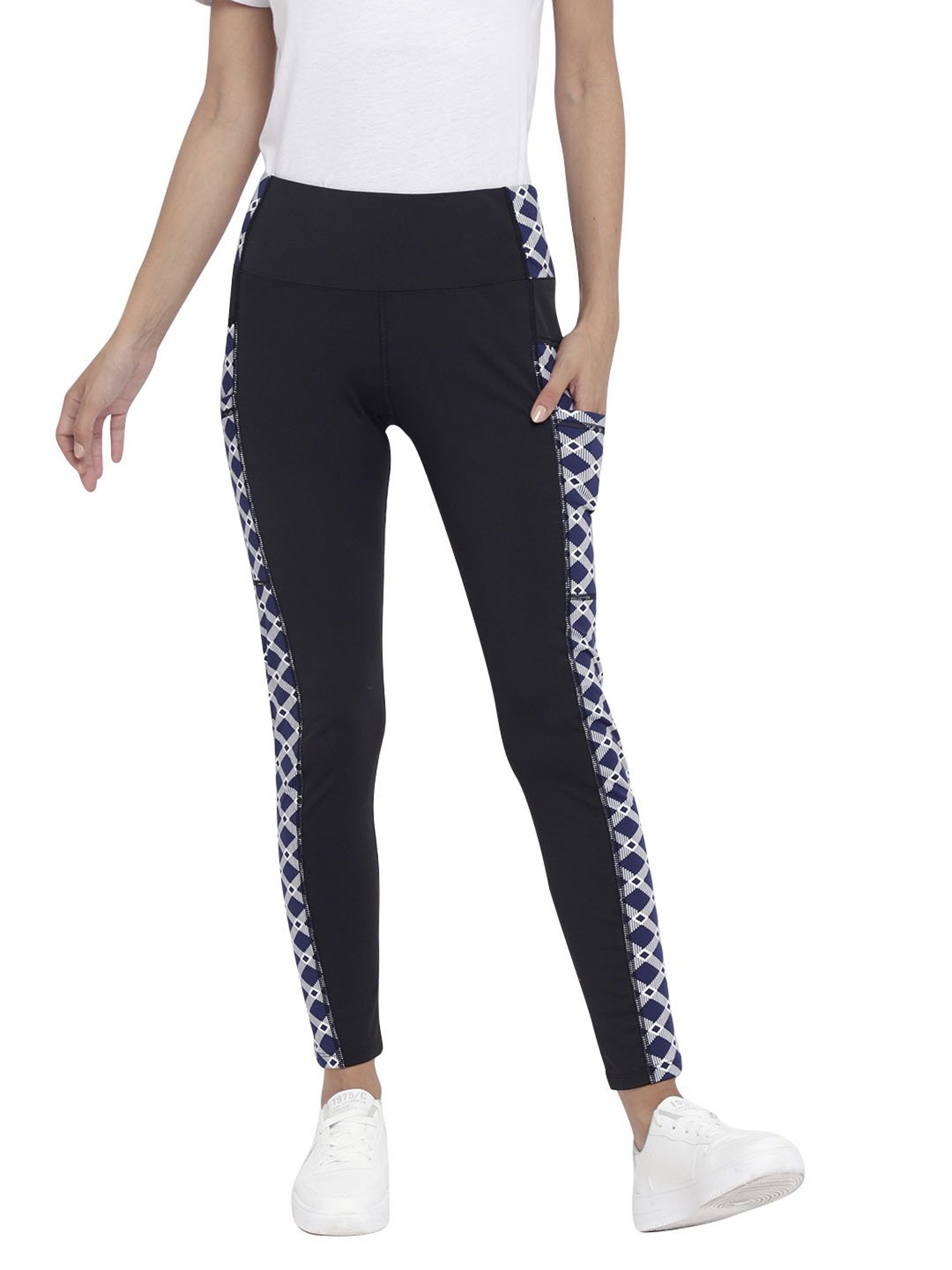 Chkokko Navy & Black Printed Tights