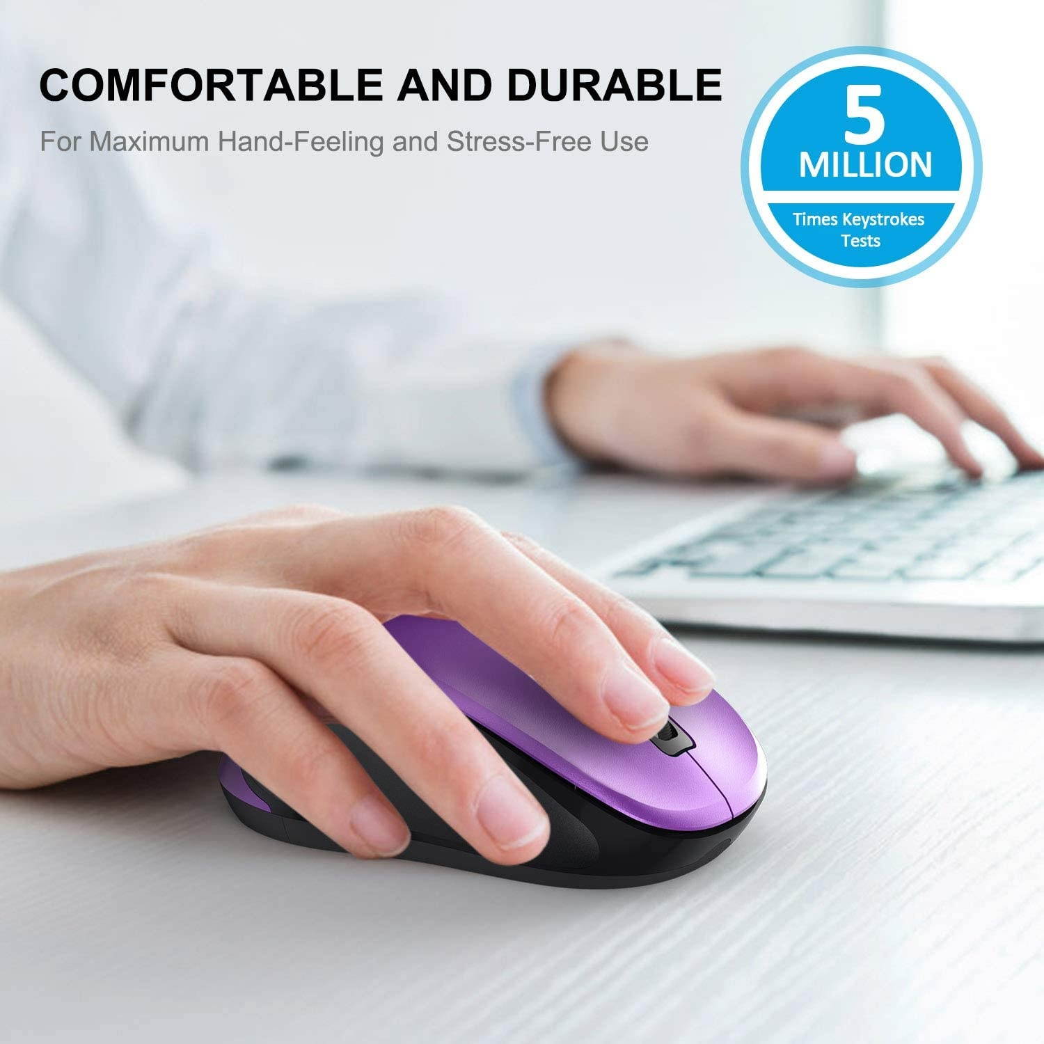 Wireless Mouse WISFOX 2.4G Wireless Optical Laptop Mouse with USB Nano Receiver 3 Adjustable DPI Levels and 6 Buttons Power On-Off Switch Mouse Wireless Ergonomic Mouse for Work Study Sport Fan