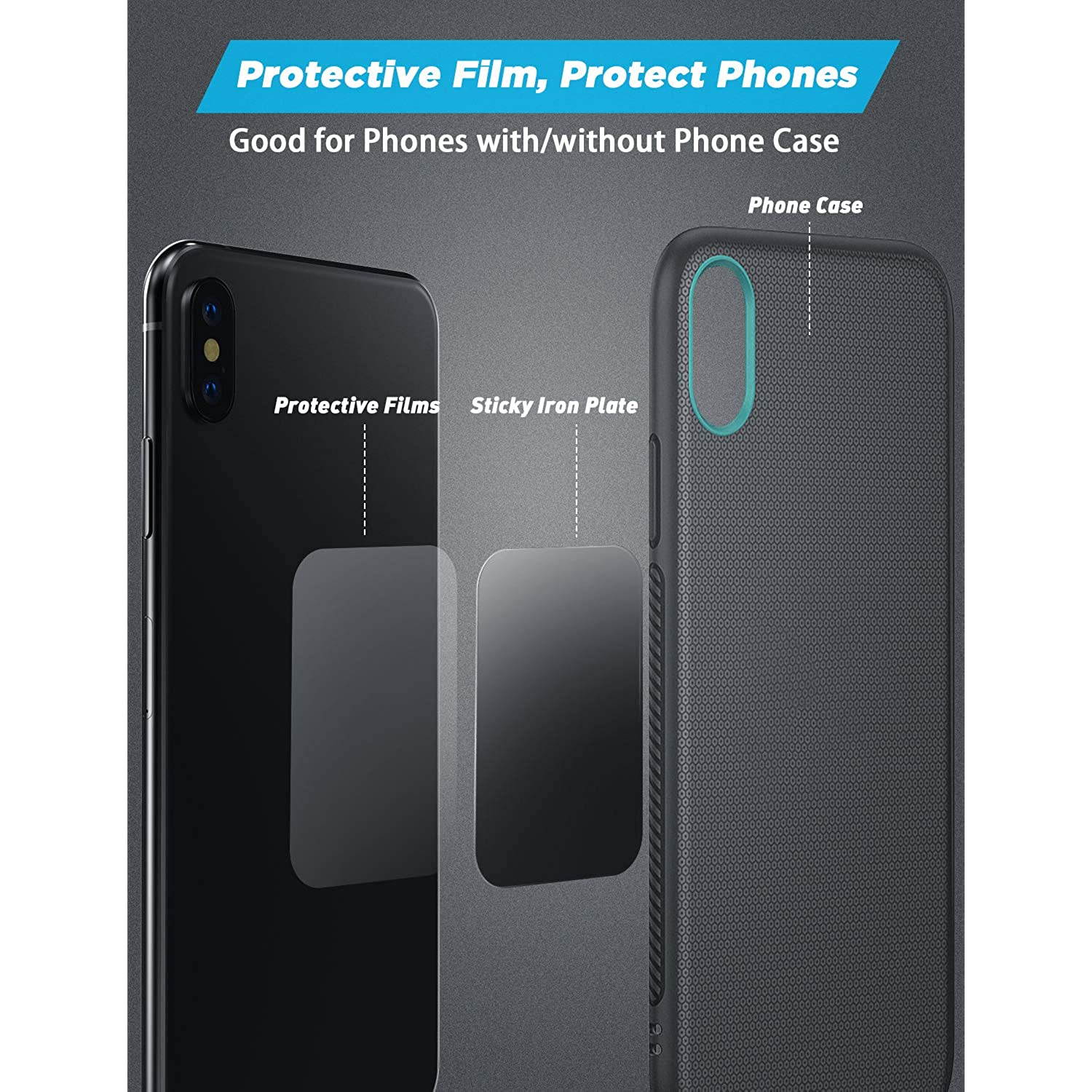 IPOW Car Phone Mount Holder Magnetic Phone Holder Mount Hands Free Cell Phone Holder for Car Dashboard Windshield Phone Holder Strong Magnet Maximum Angle One Holder Fits All Phones No View Blocking