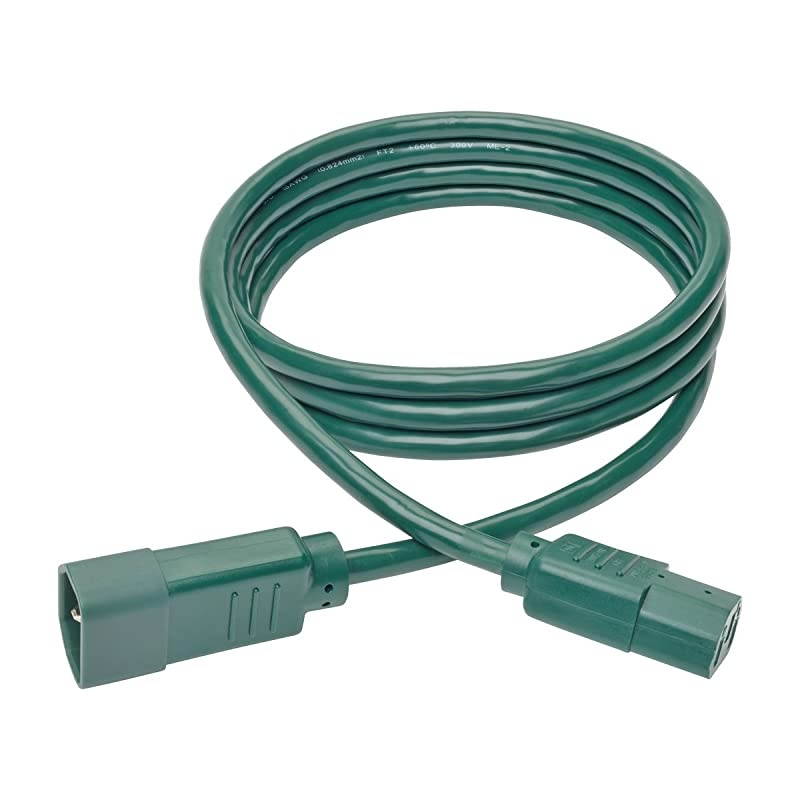 Standard Computer Power Extension Cord 10A 18 AWG IEC320C14 to IEC320C13 Green 6 ft P004006AGN