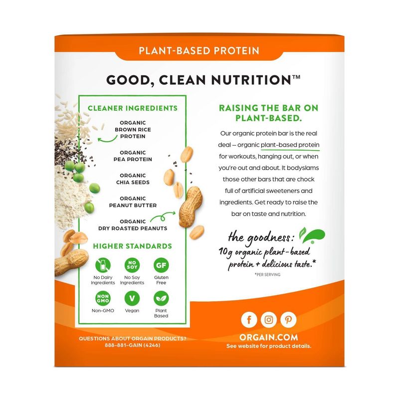 Orgain Organic Vegan Protein Bar - Peanut Butter - 12ct