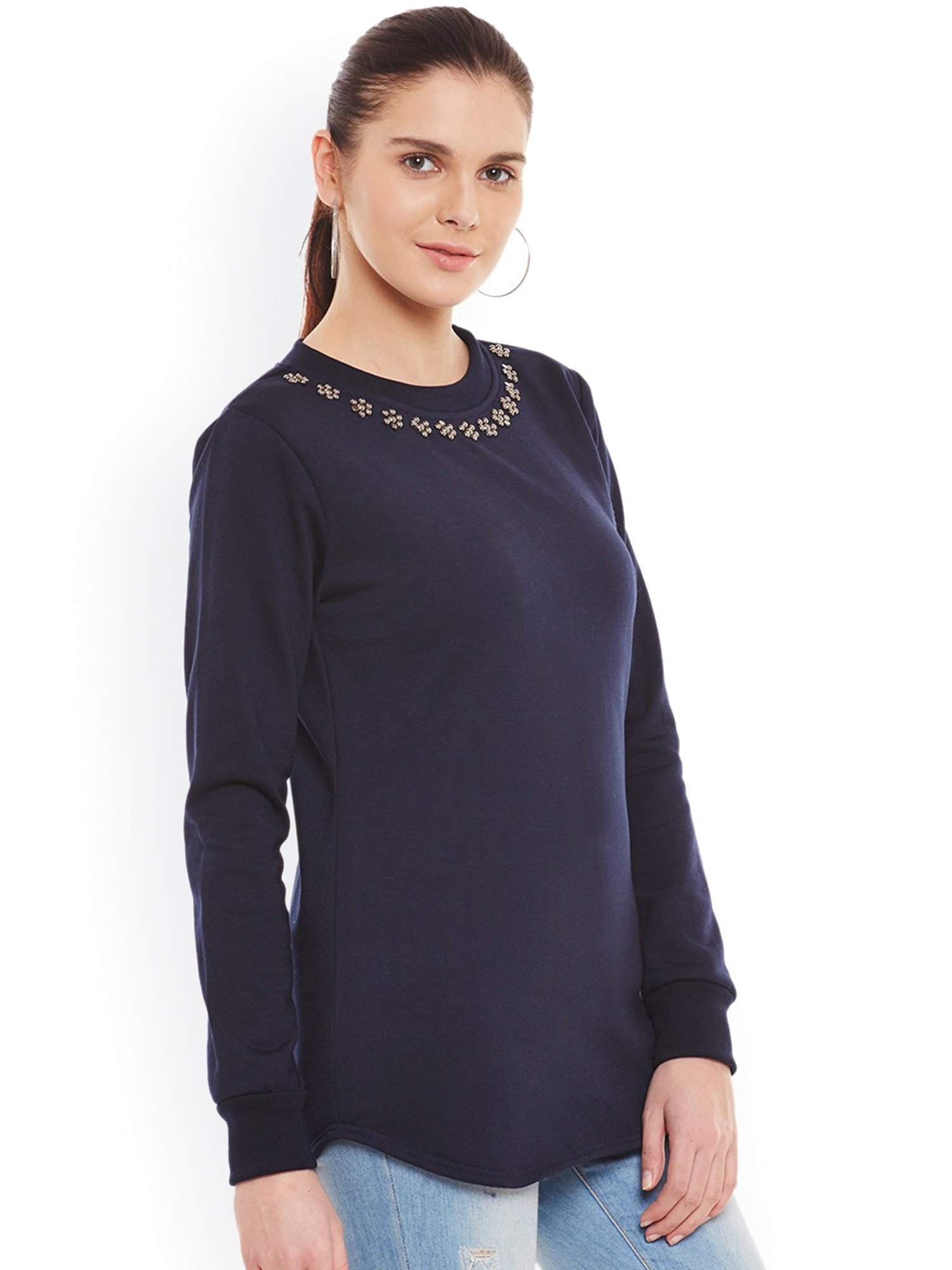 Belle Fille Navy Embellished Sweatshirt