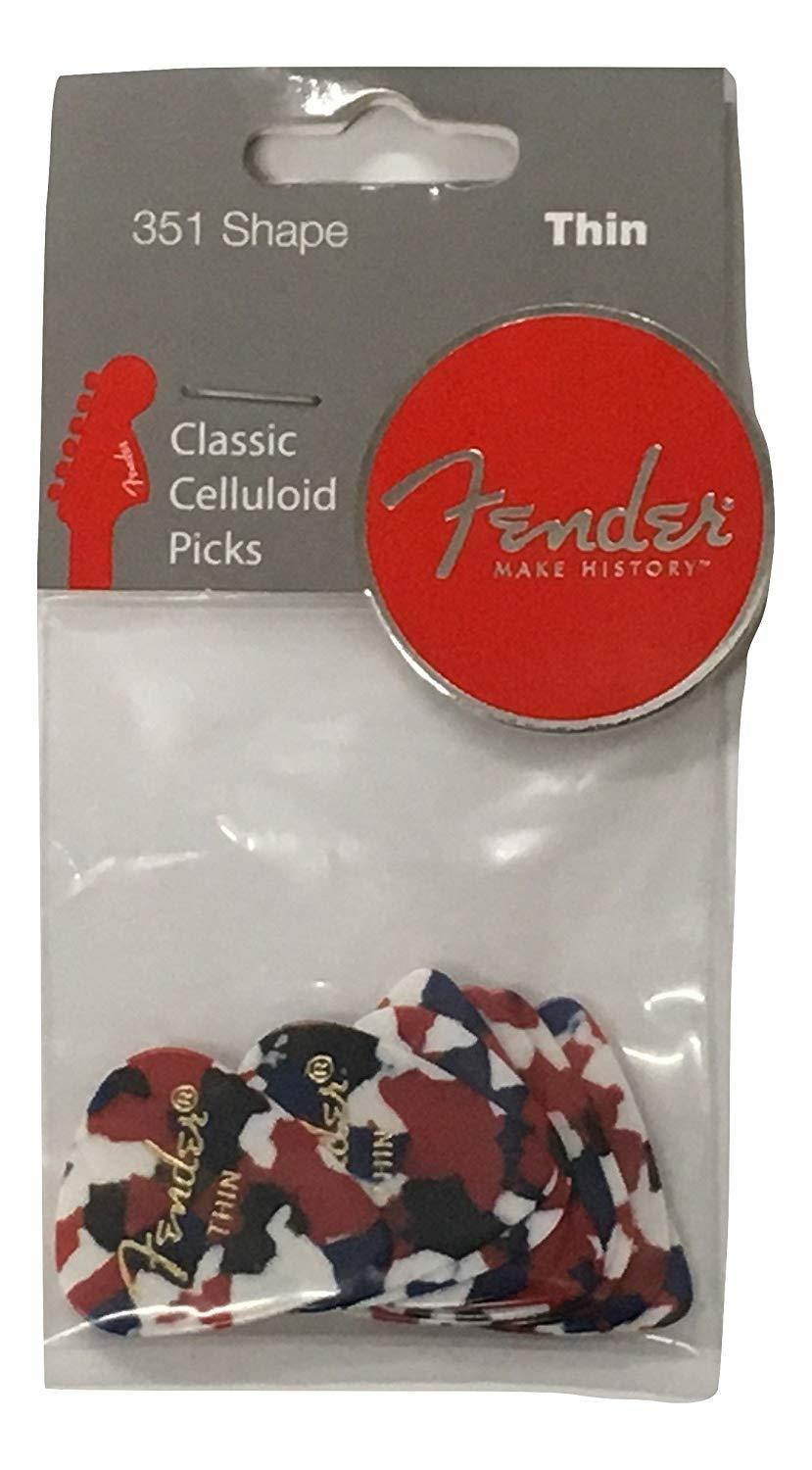 Fender Classic Celluloid 12 Pack Picks - Confetti - Thin