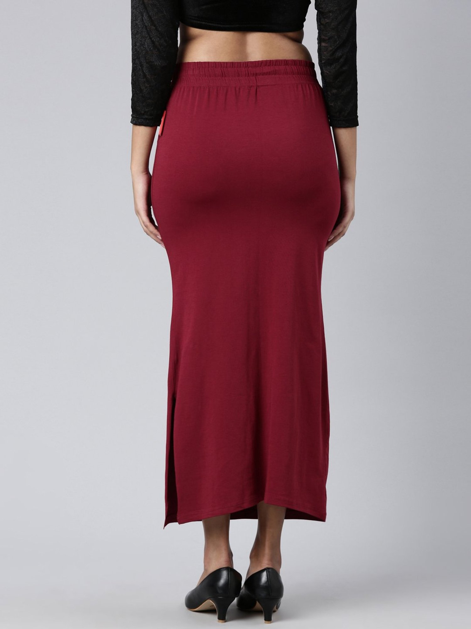 JCSS Maroon Cotton Saree Shapewear