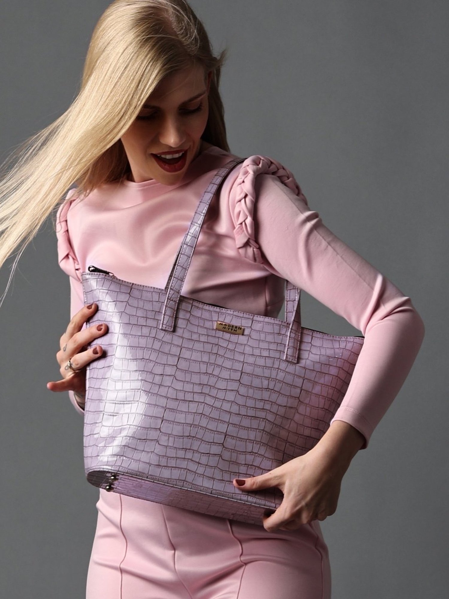 Modern Myth Epic Lilac Textured Large Tote Bag