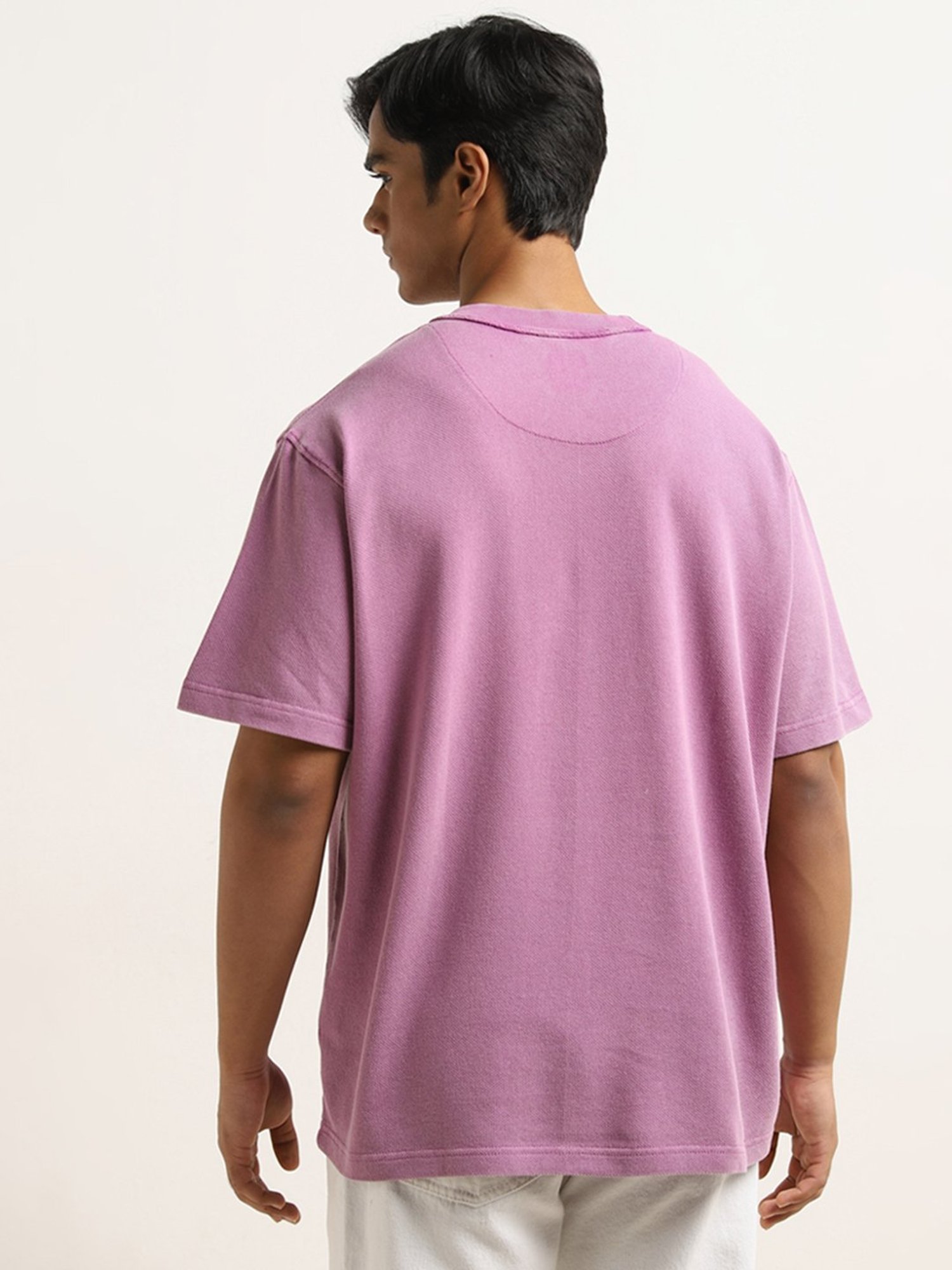 Nuon by Westside Dusty Pink Typographic Relaxed-Fit Cotton T-Shirt