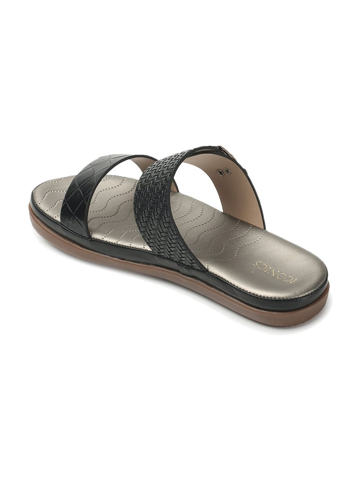 Iconics Women's Black Casual Sandals