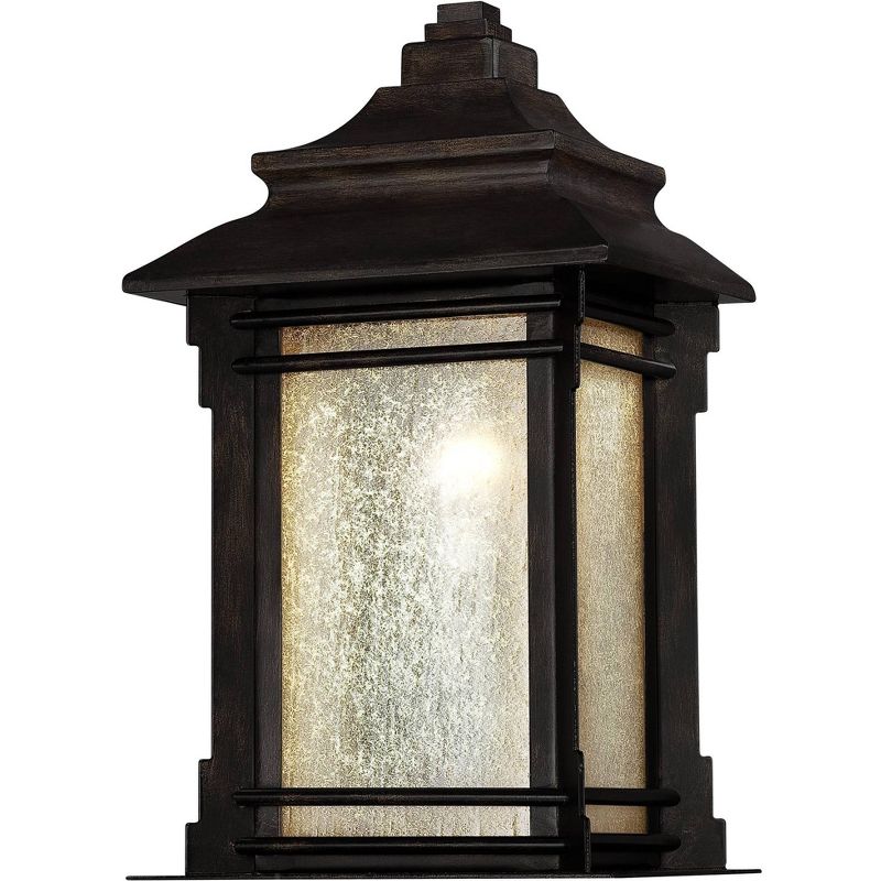 Franklin Iron Works Rustic Farmhouse Outdoor Wall Light Fixture Walnut Bronze 16 1/2" Frosted Cream Glass for House Porch Patio
