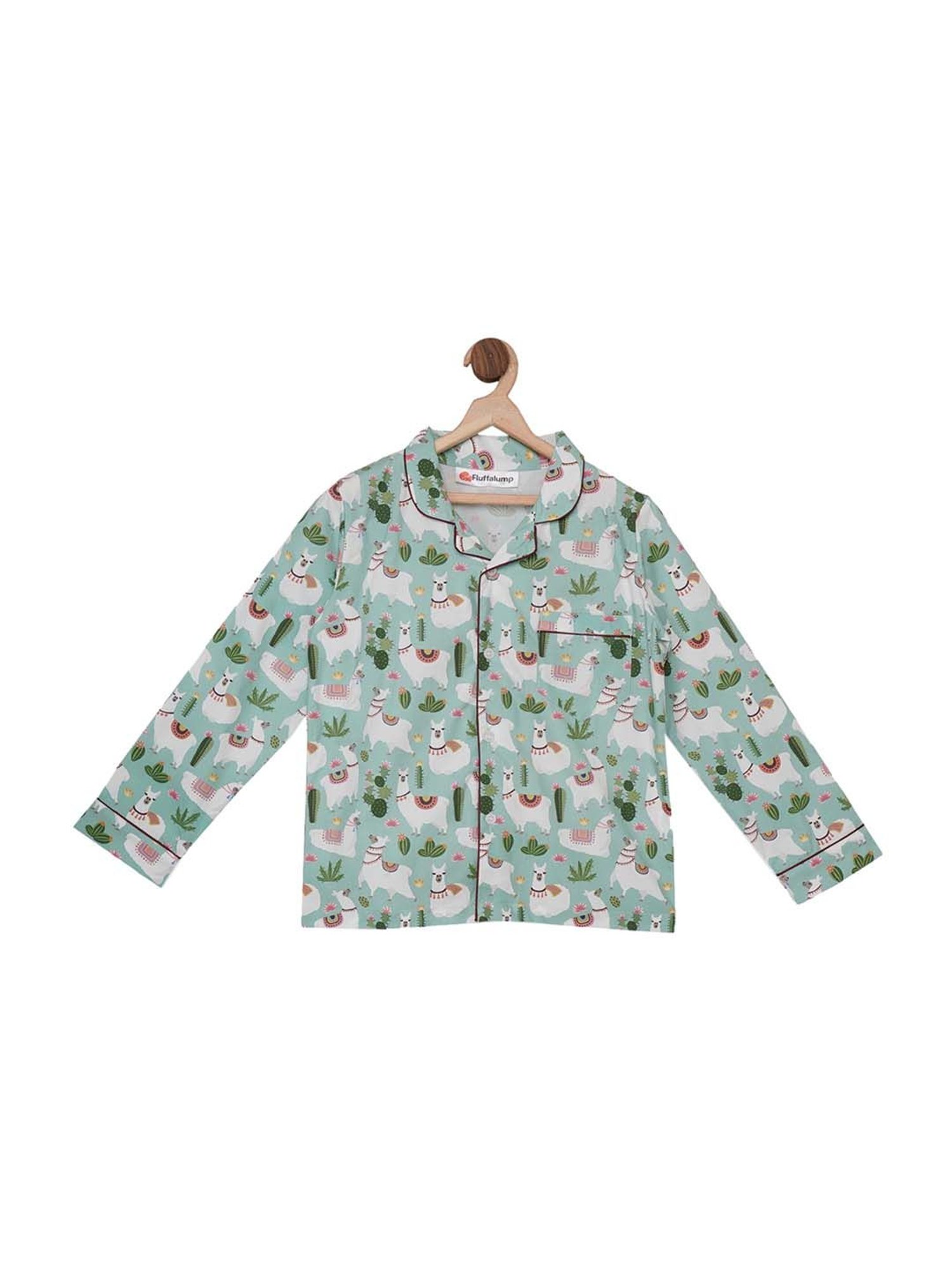 Fluffalump Boys Multicolor Cotton Printed Nightwear Top & Pants Set