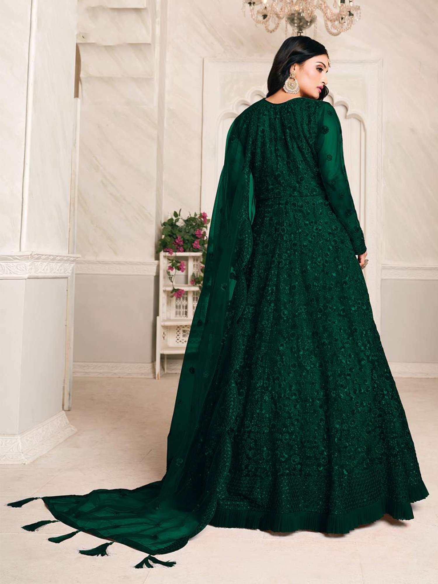 Odette Green Embroidered Unstitched Dress Material