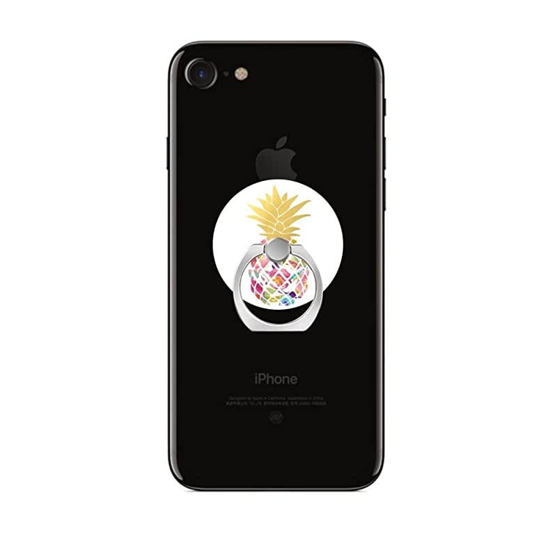 Phone Finger Ring Holder Stand with Car Mount for Smartphone and Tablet,Kickstand 360 Rotation Grip Stand - Gold Pineapple Black White Pink Marble