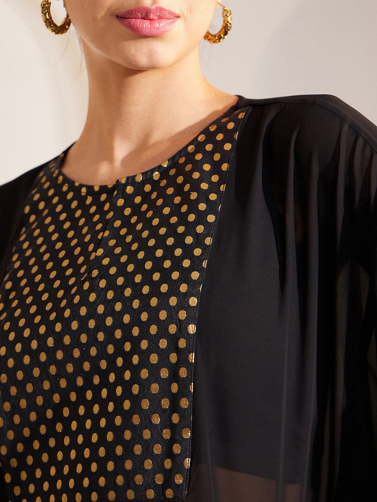 Fablestreet Black & Gold Printed Kaftan