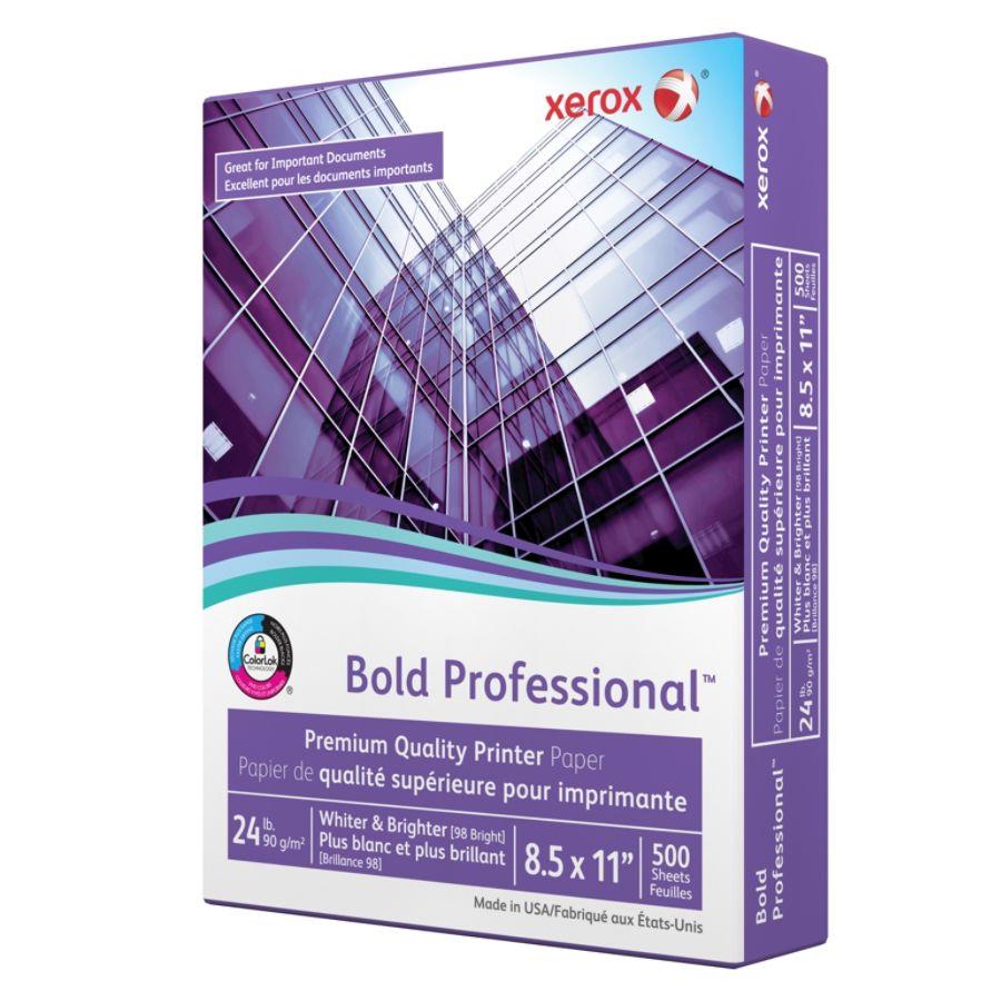 Xerox 3R13038 Bold Professional Quality Paper, 8.5" x 11", 90 GSM, 98 Brightness, 92 Opacity, 24 lb - 1 Ream  (500 Sheets)