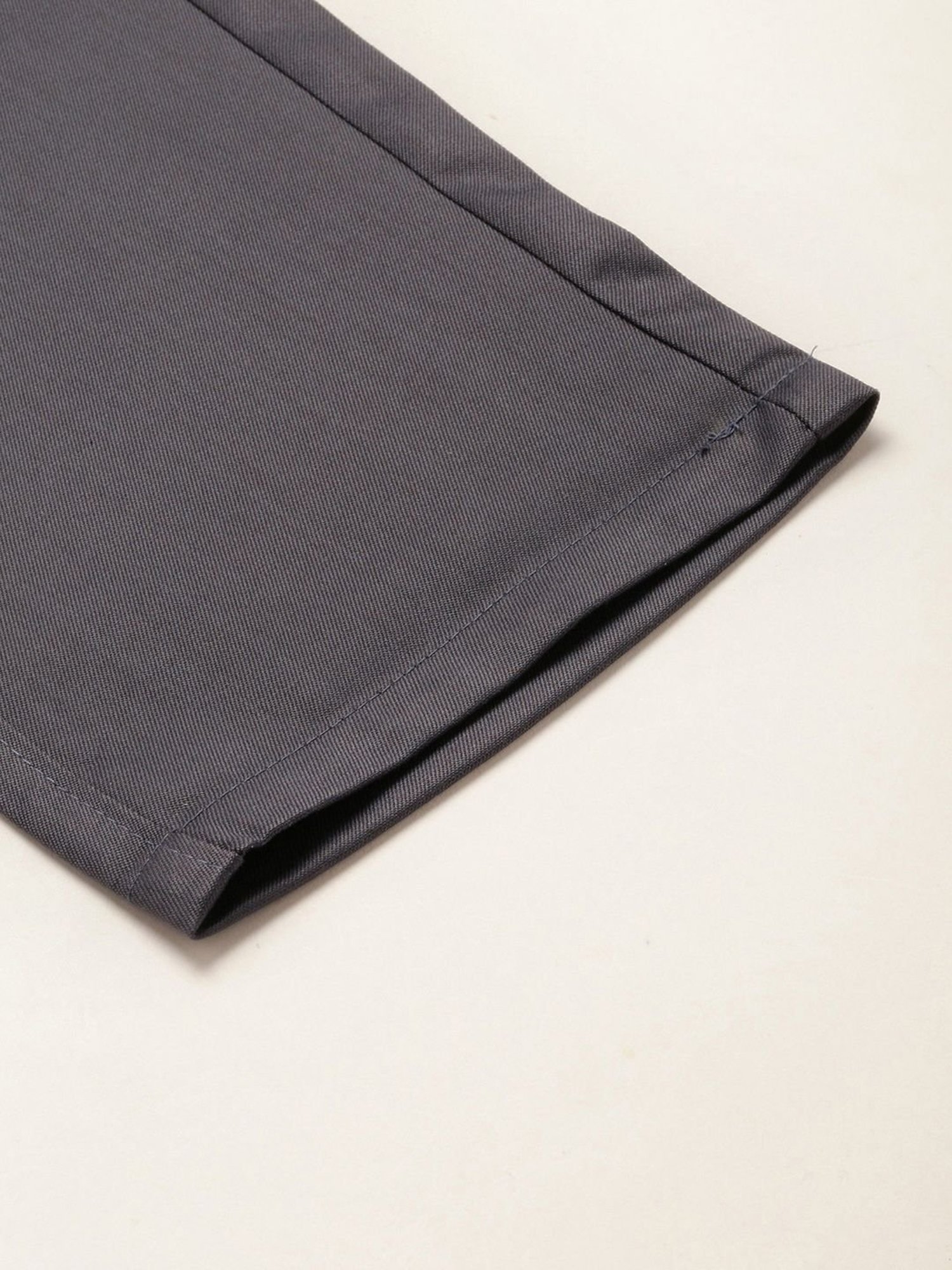 Sojanya Grey Cotton Regular Slim Fit Flat Front Trousers