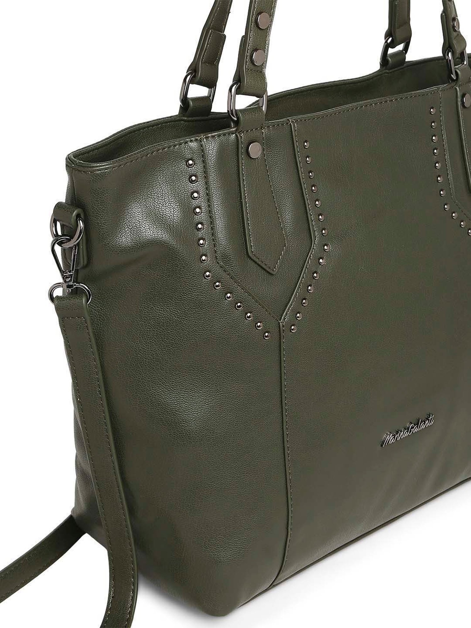 Marina Galanti Olive Rivets Medium Tote Handbag