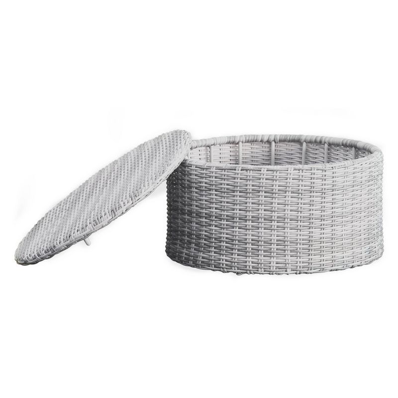 Vallauris Wicker Outdoor Storage Coffee Table - Gray - Adore Decor