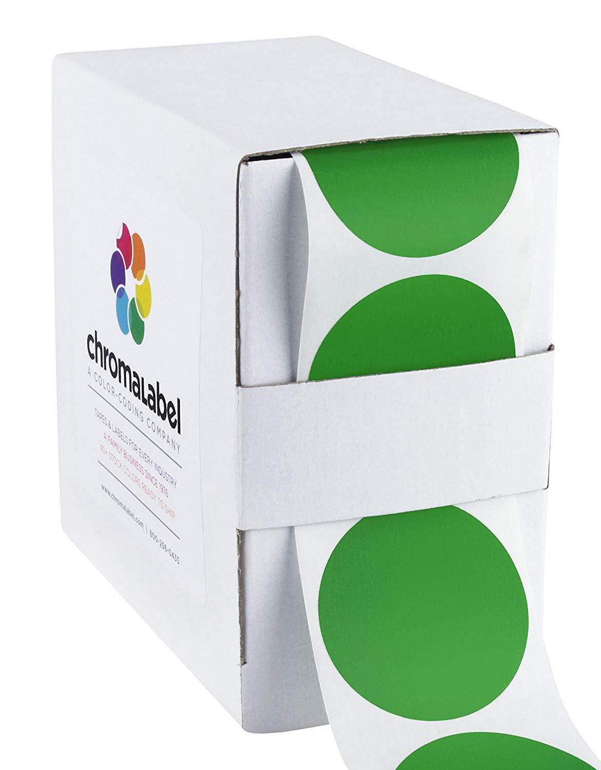 ChromaLabel 1-1/2 inch Color-Code Dot Labels | 500/Dispenser Box (Green)