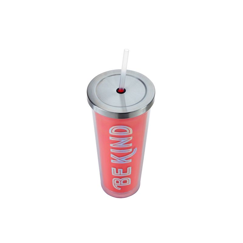 Parker Lane 22oz Double Wall Straw Tumbler "Be Kind" Coral