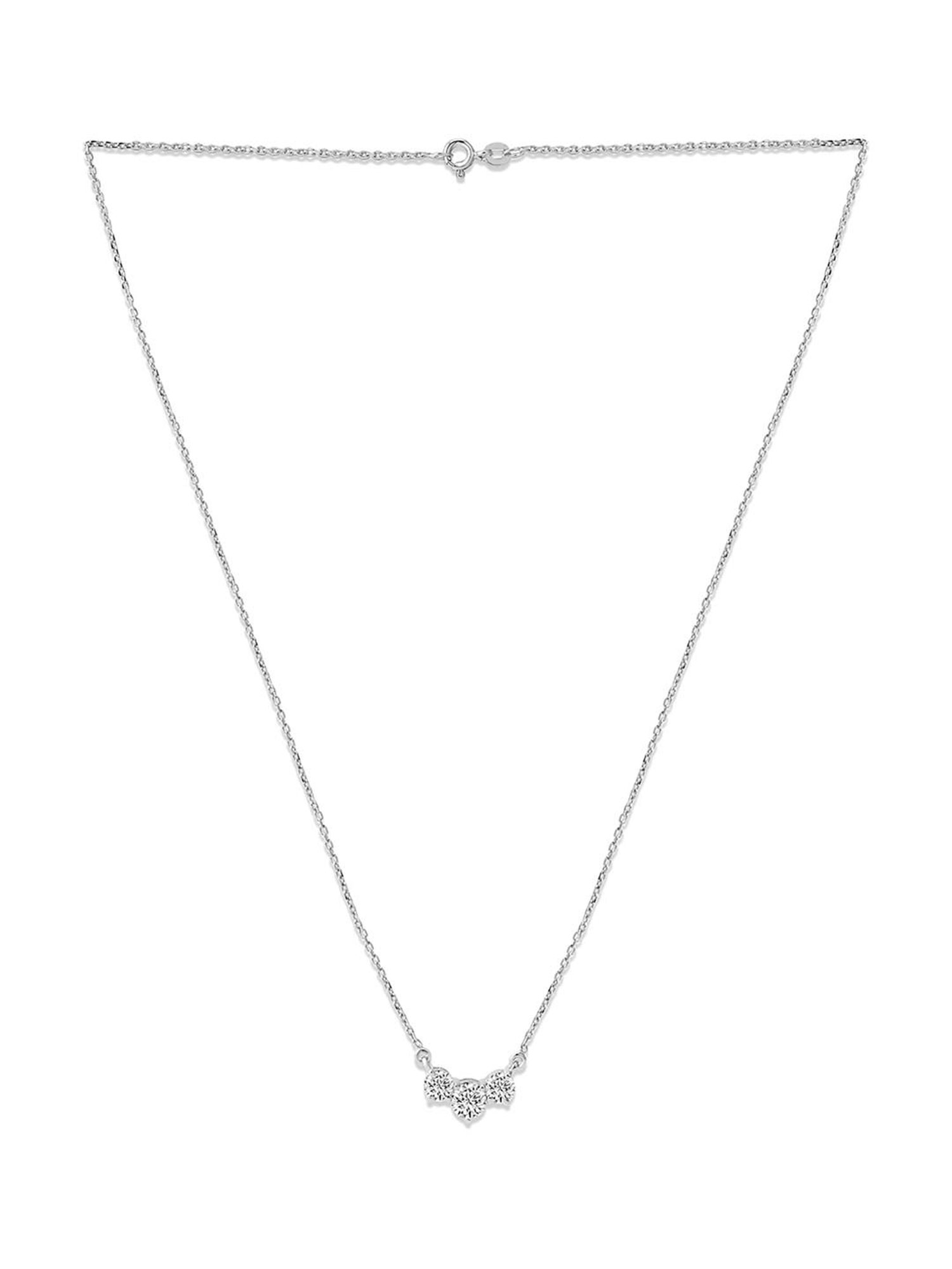 March by FableStreet 92.5 Sterling Silver Three-stone Studded Zircon Necklace