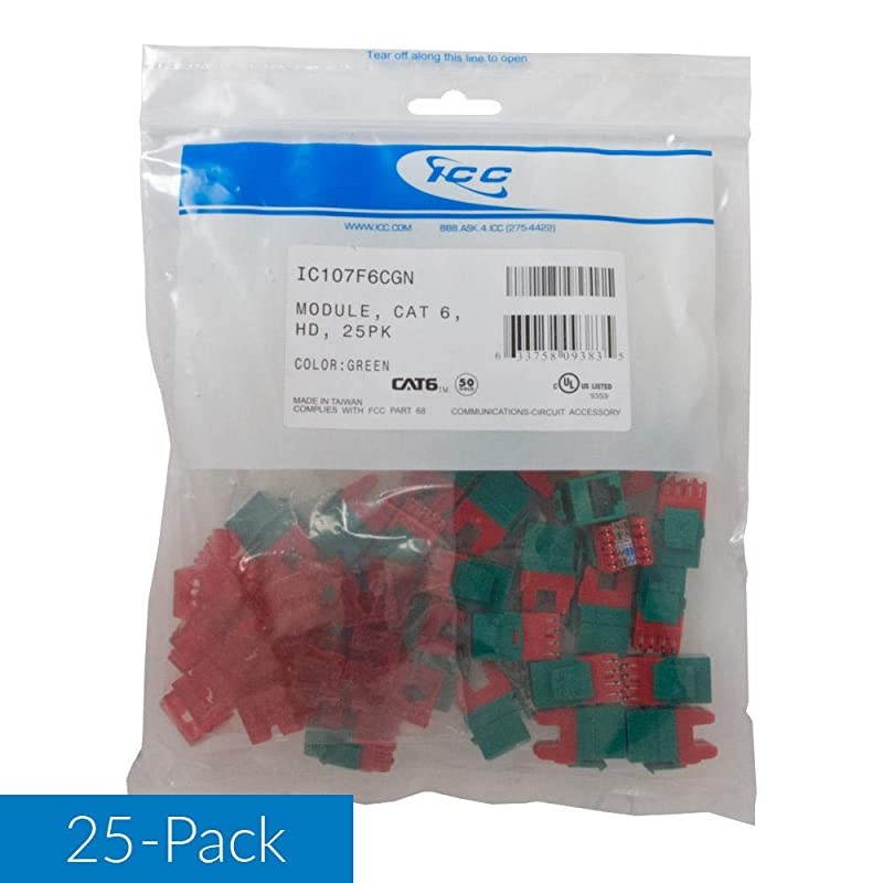 CAT6 RJ45 Keystone Jack for HD Style Green 25Pack