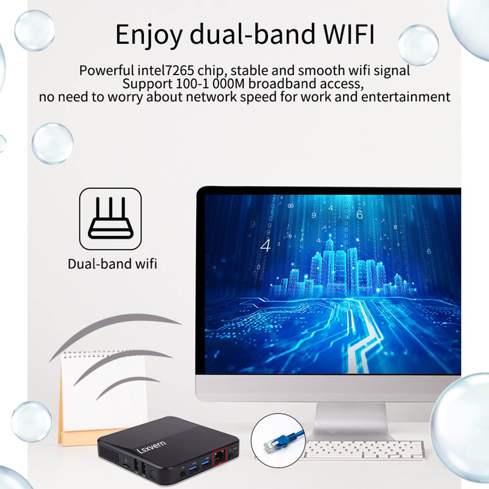 Lsxvern Mini PC, Portable Computer with Intel J4115, Intel UHD Graphics 600-605, DDR4 8GB RAM 256GB SSD, Win10, WIFI, Bluetooth