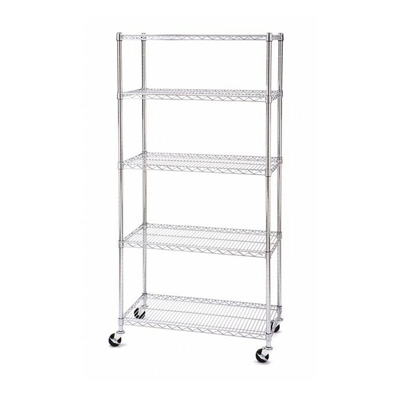 SafeRacks WS-361872-ZW5 18 x 36 x 72-Inch 5-Tier Storage Heavy-Duty 600-Pound Shelf Steel Wire Shelving Rack with Wheels, Stainless